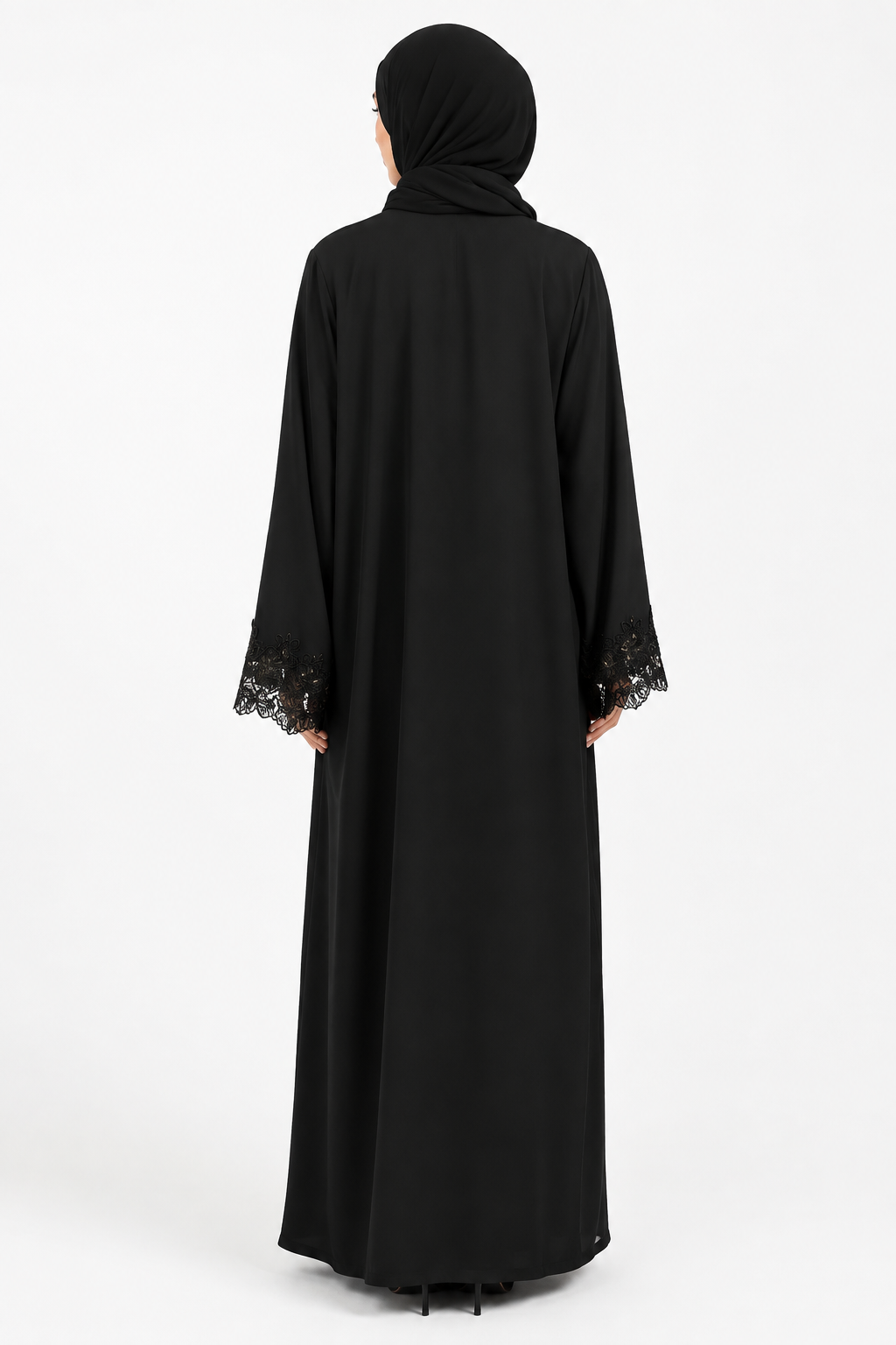 Noir Dentelle Cascade Abaya 10032
