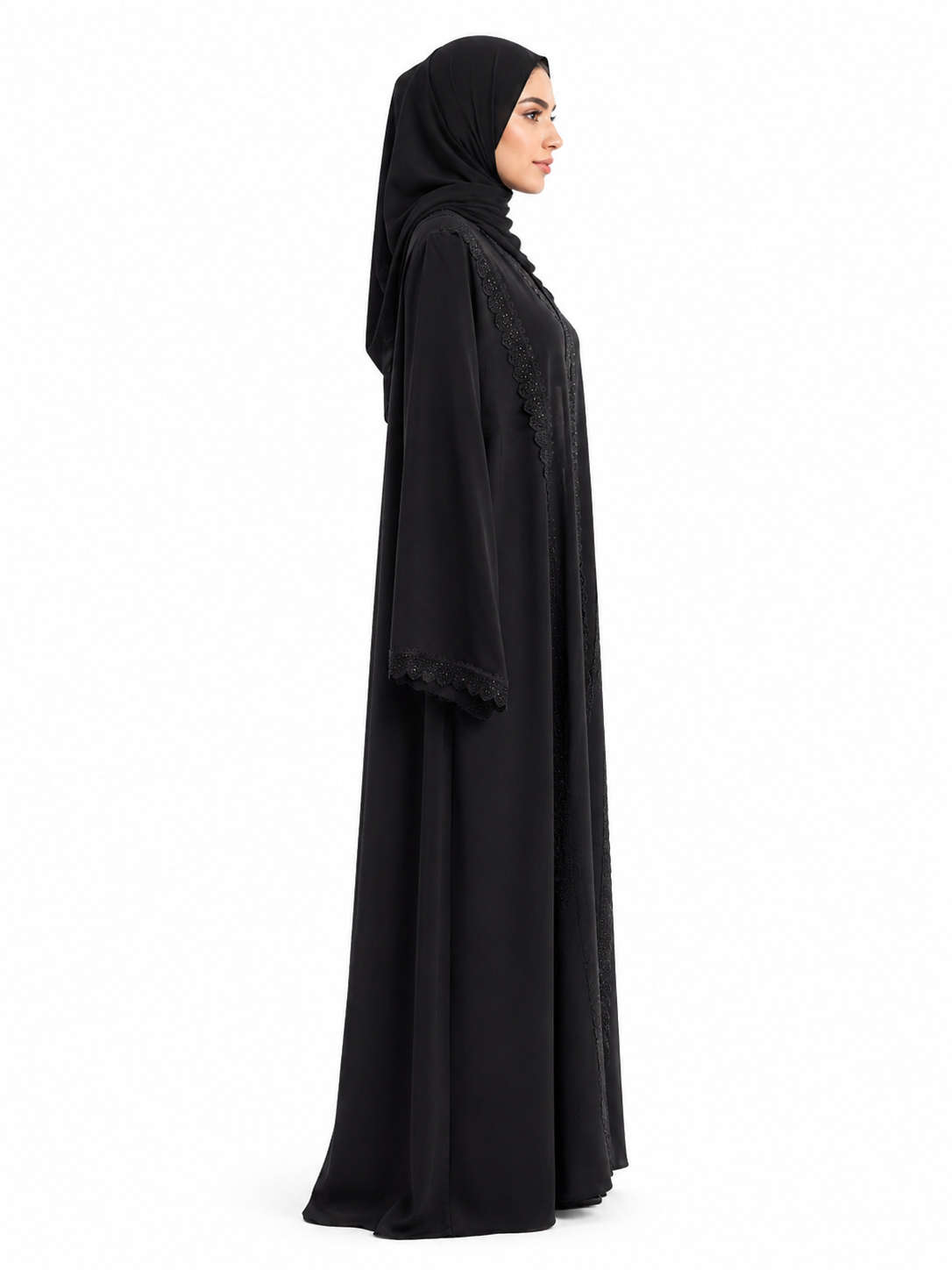 Noir Dentelle Majesty Abaya 10034