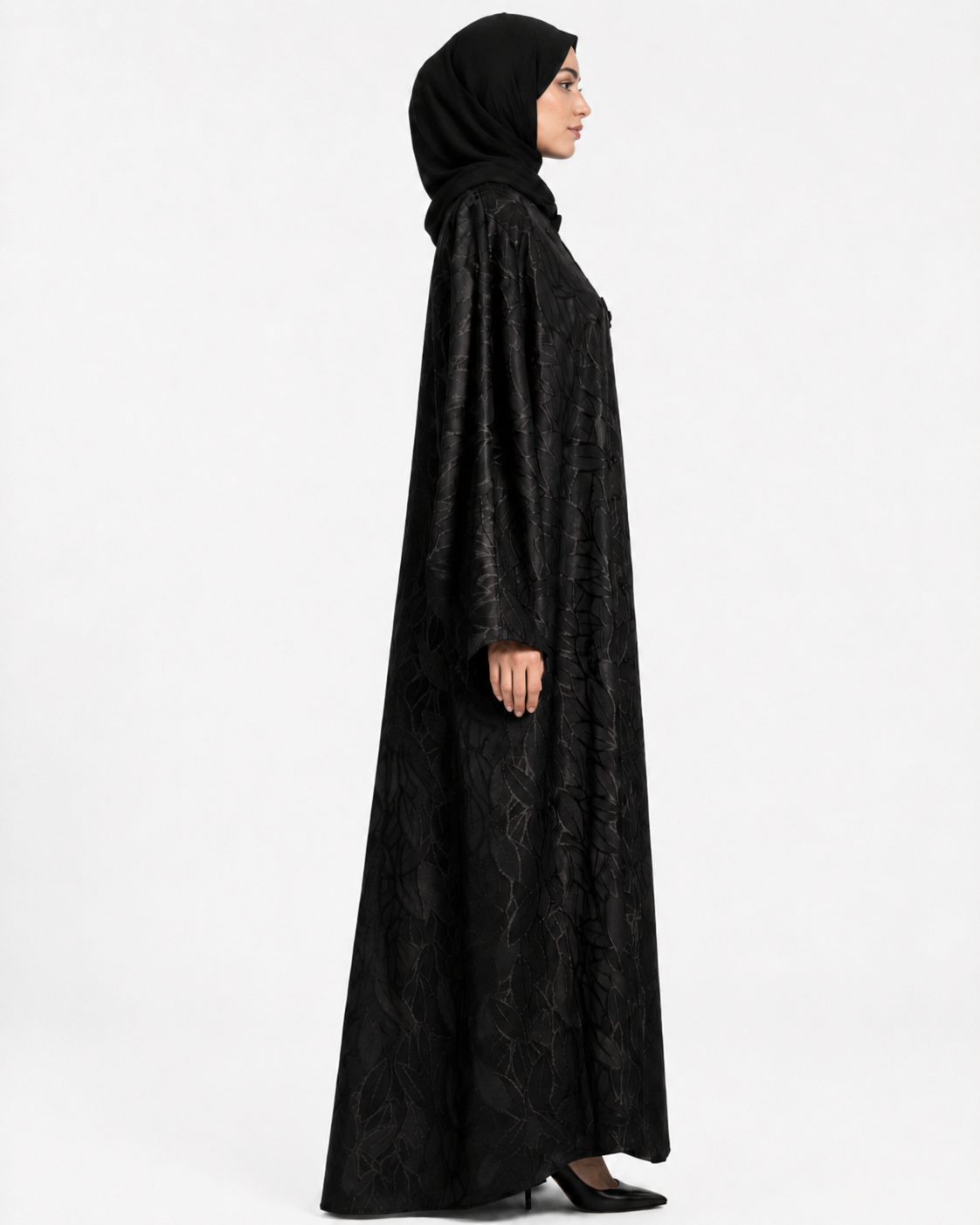 Noir Botanical Abaya 10021