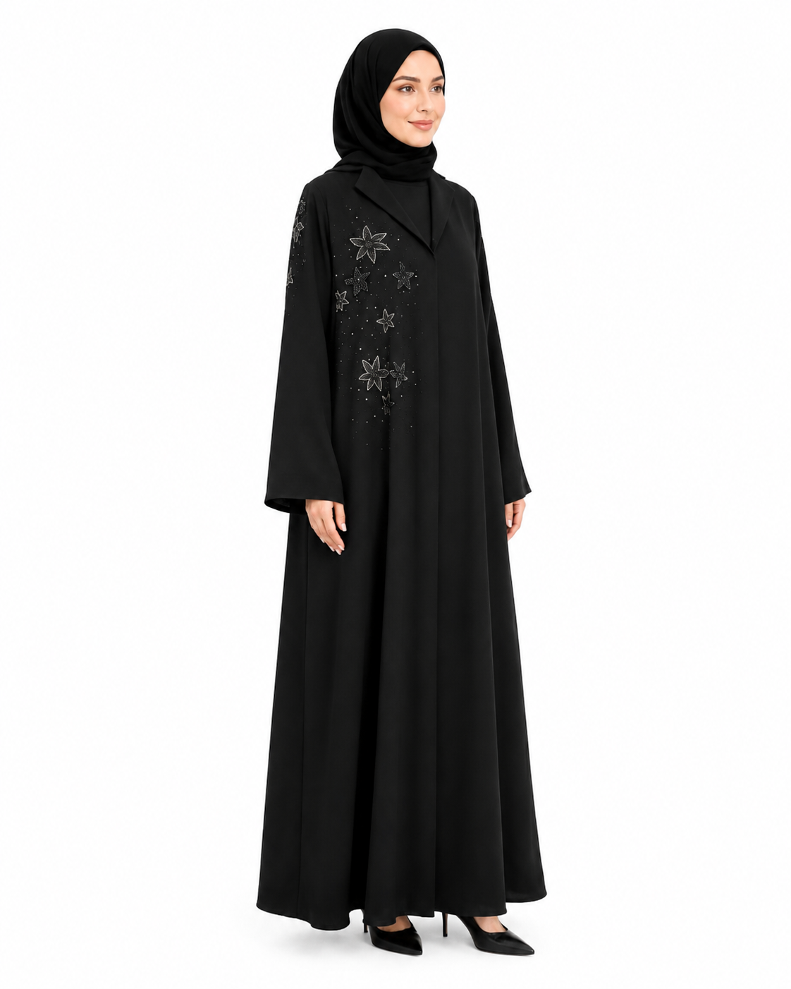 Noir Blossom Blazer Abaya 10041