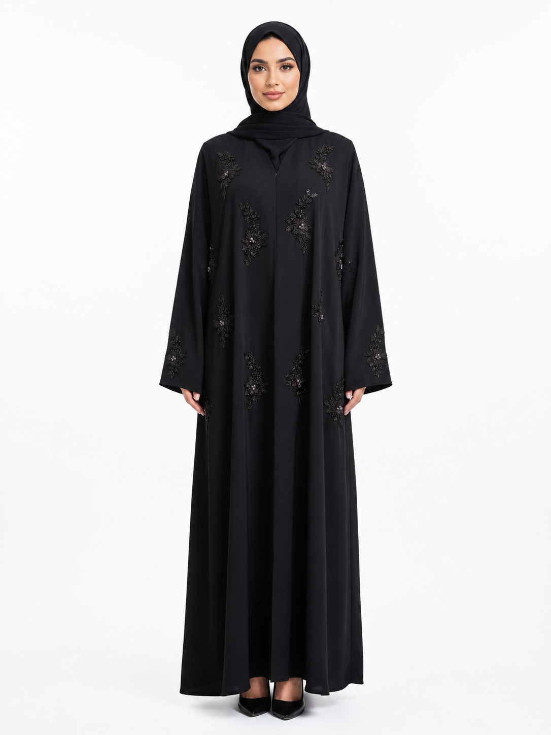 Floral Noir Abaya 10026