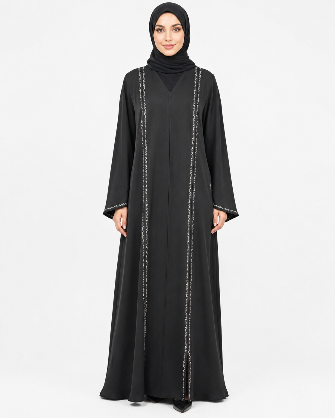 Silver Whisper Abaya 10058