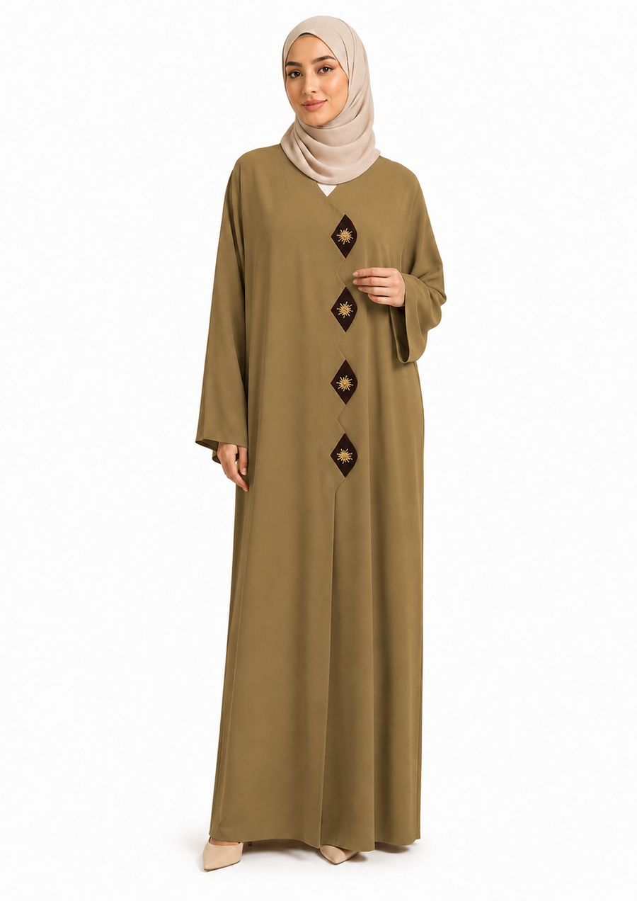 Antique Olive Elegance Abaya 10039