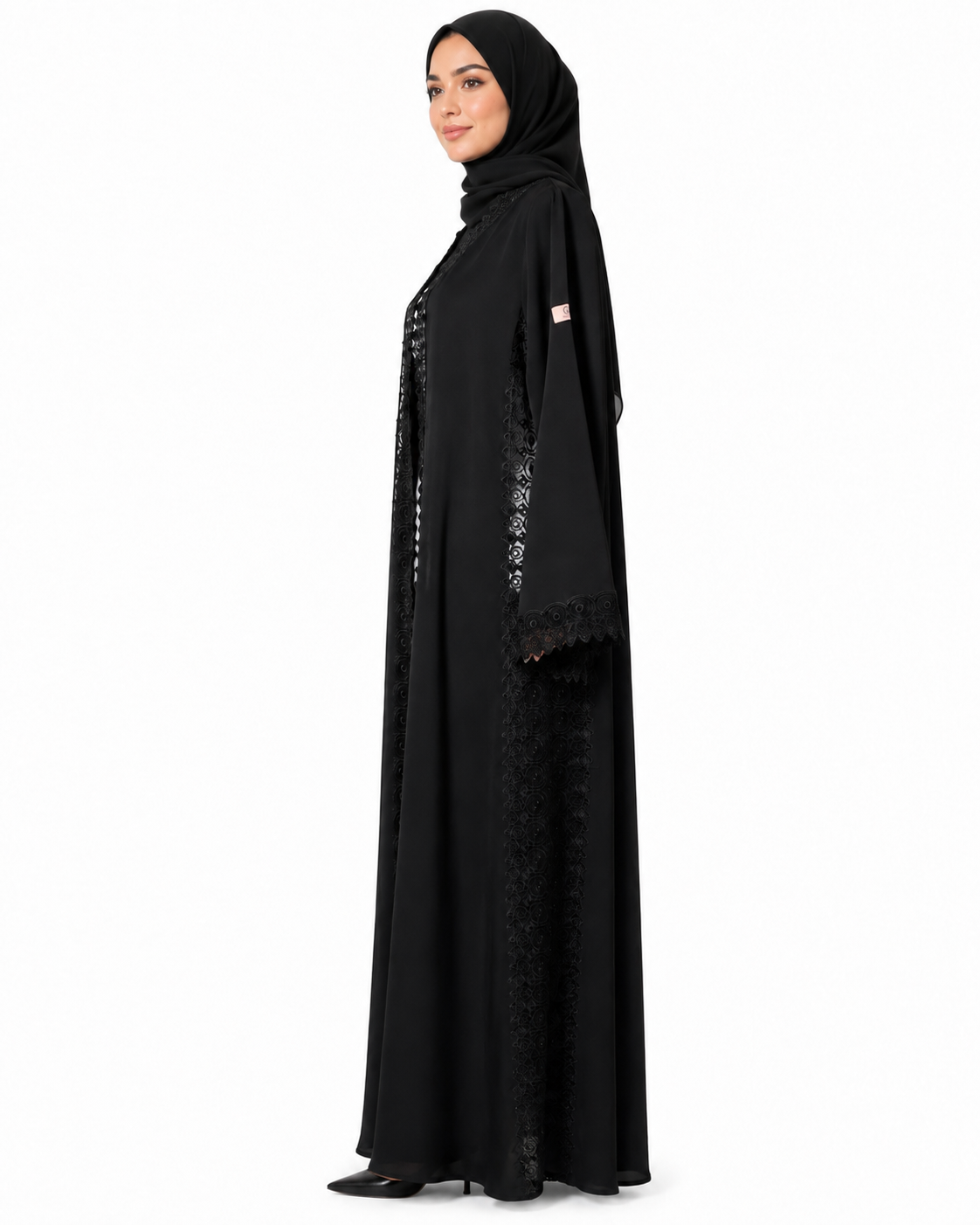 Noir Royale Dentelle Abaya 10055