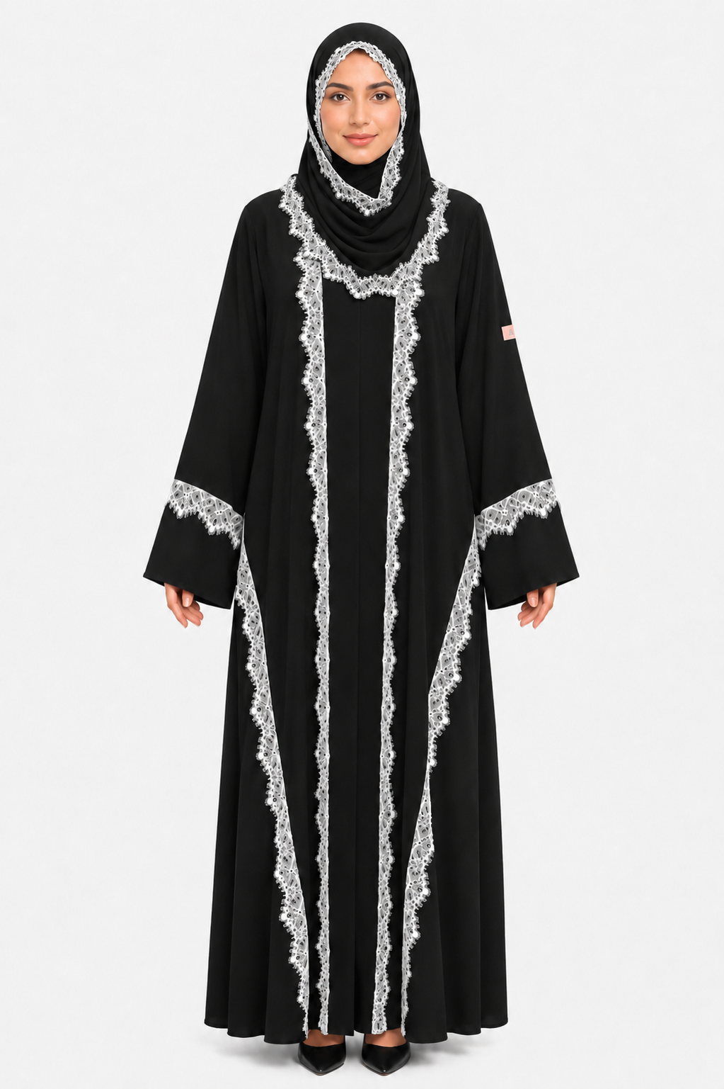 Midnight Ivory Dentelle Abaya 10010
