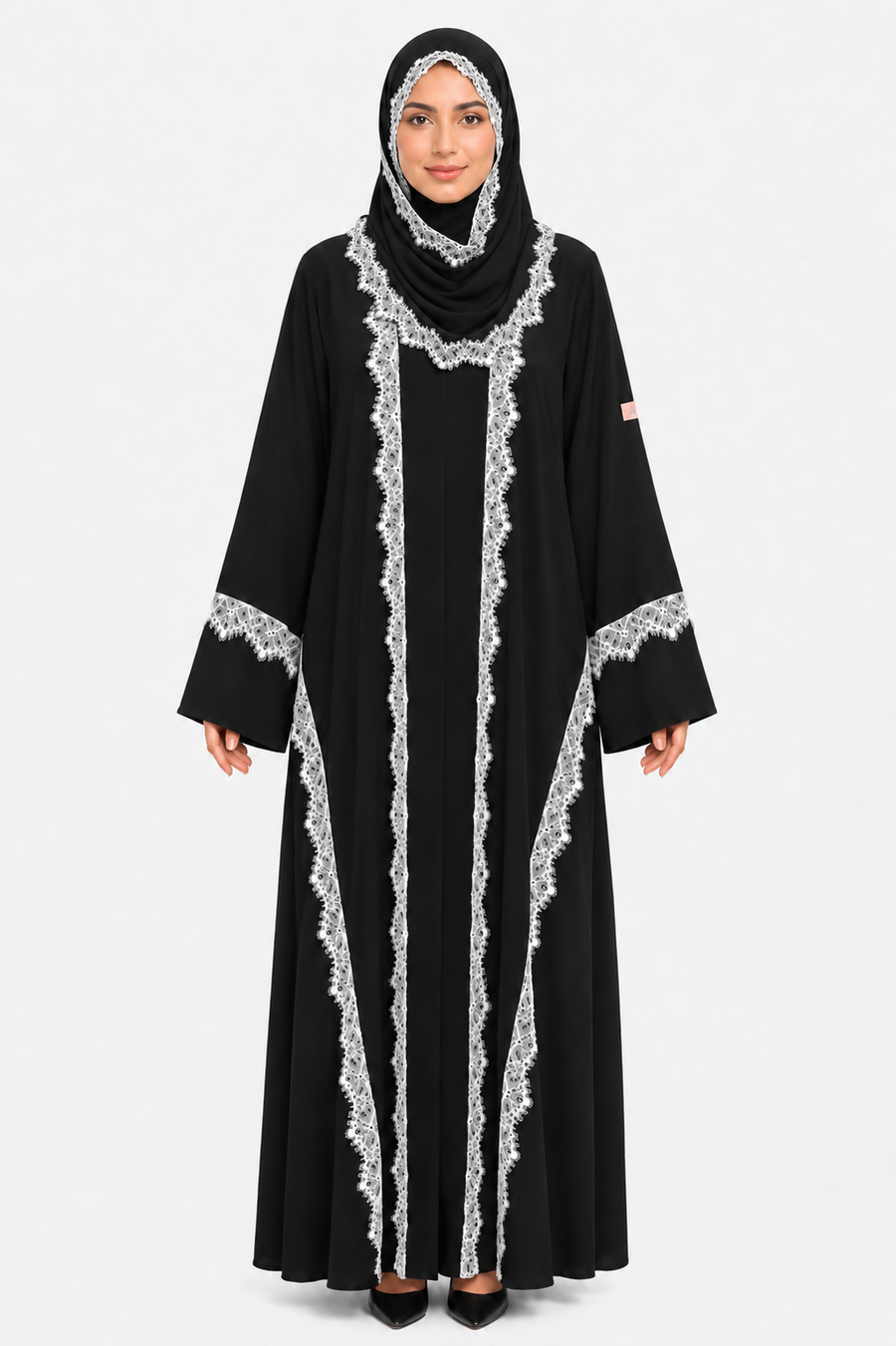 Midnight Ivory Dentelle Abaya 10010