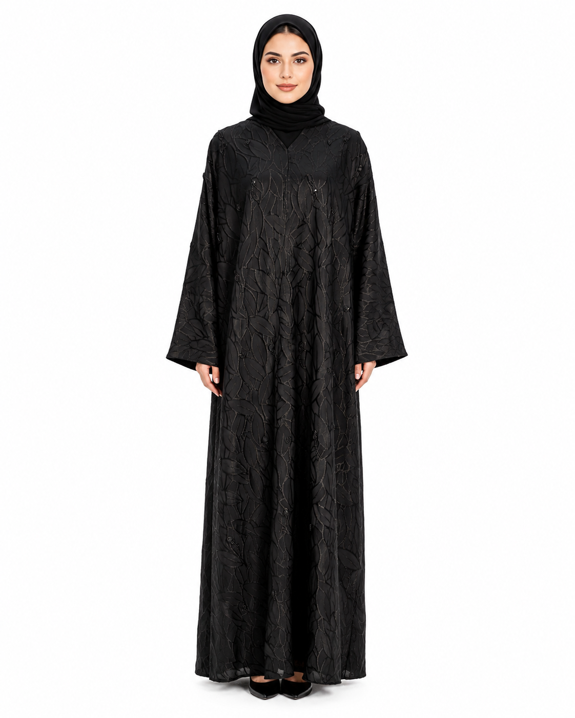 Noir Botanical Abaya 10021