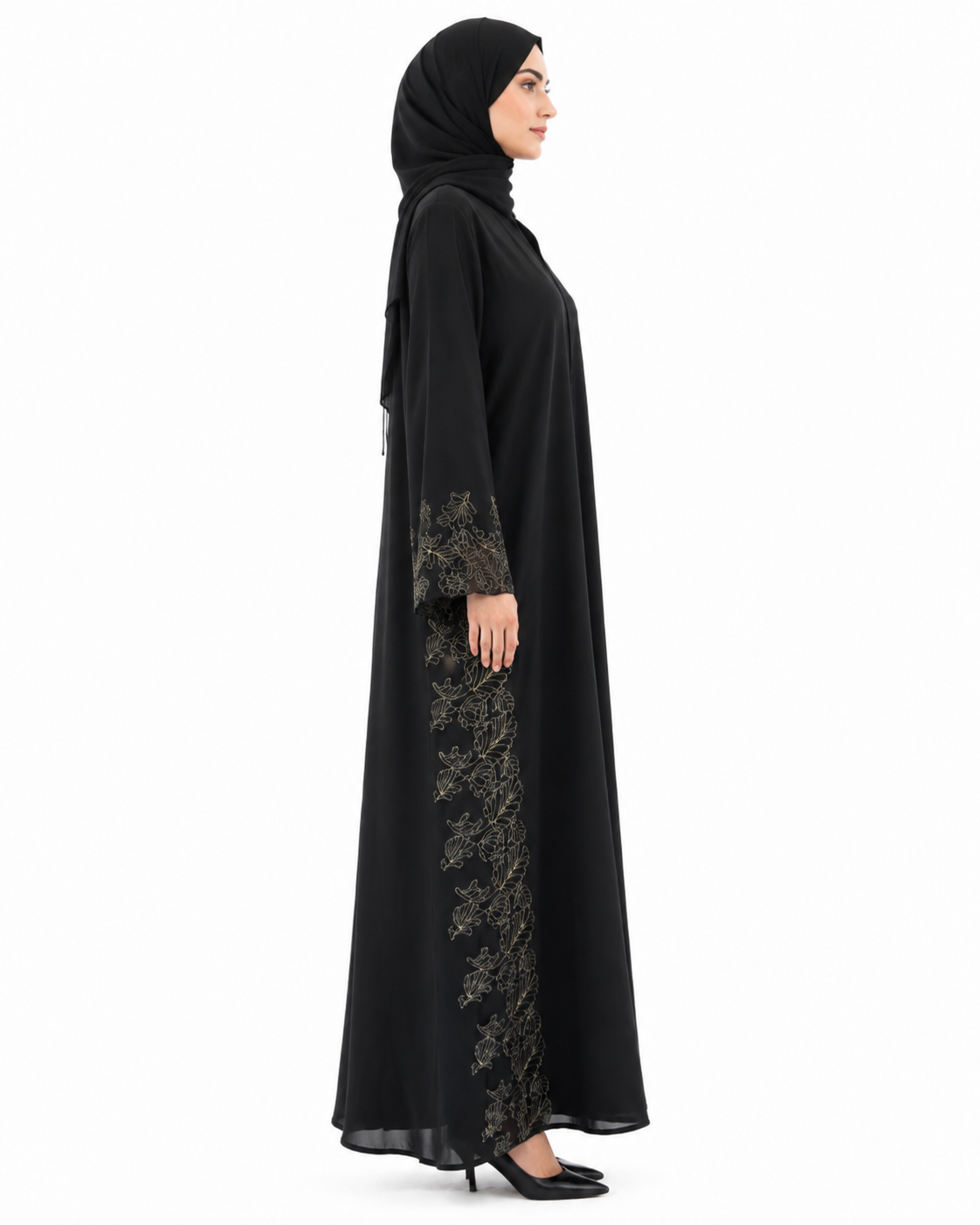 Golden Fleur Dentelle Abaya 10063