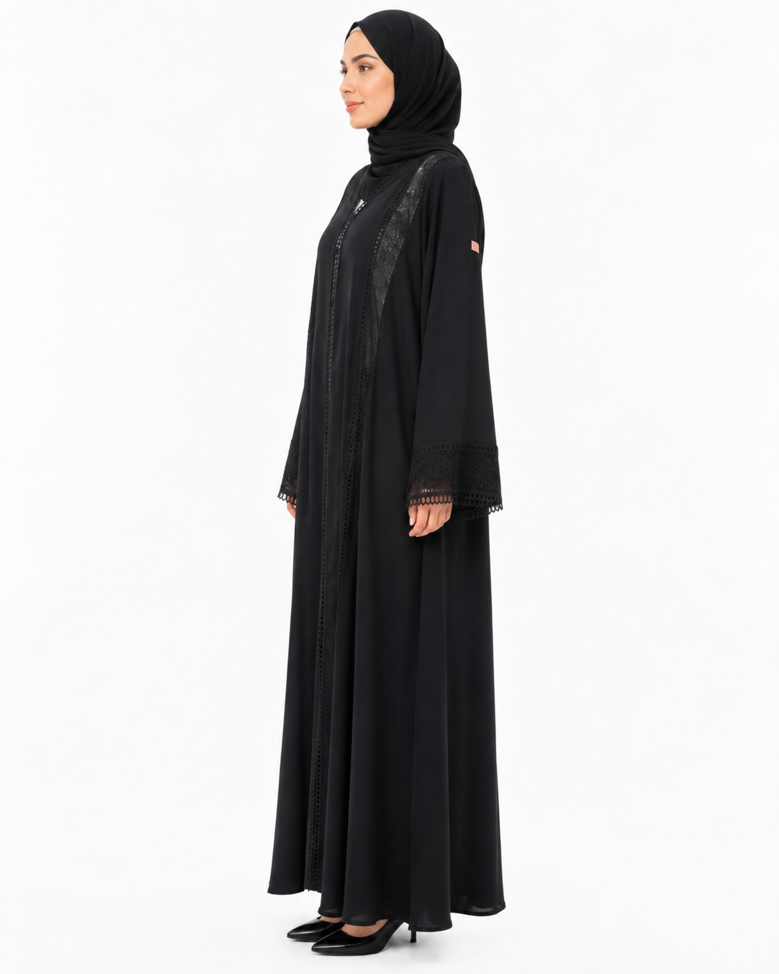 Noir Crochet Elegance Abaya 10064