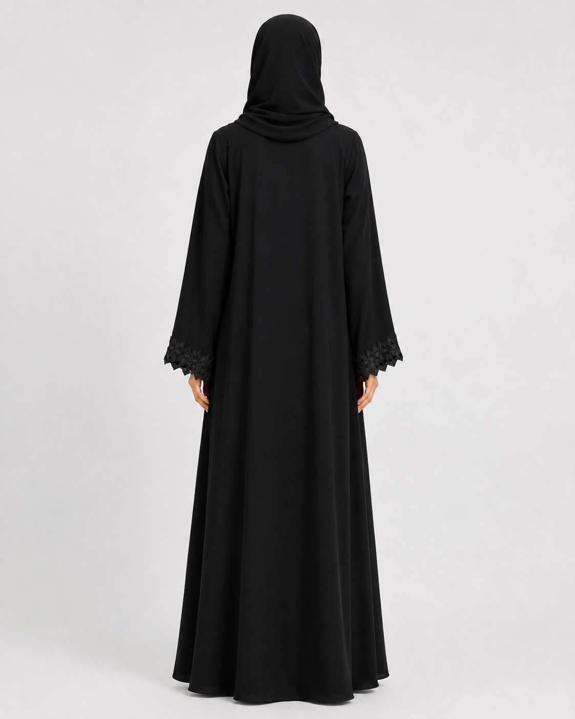 Noir Fleur Line Abaya 10075