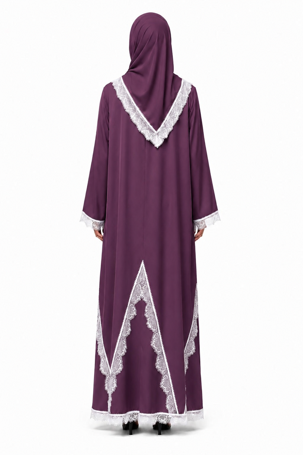Orchid Pearl Dentelle Abaya 10012