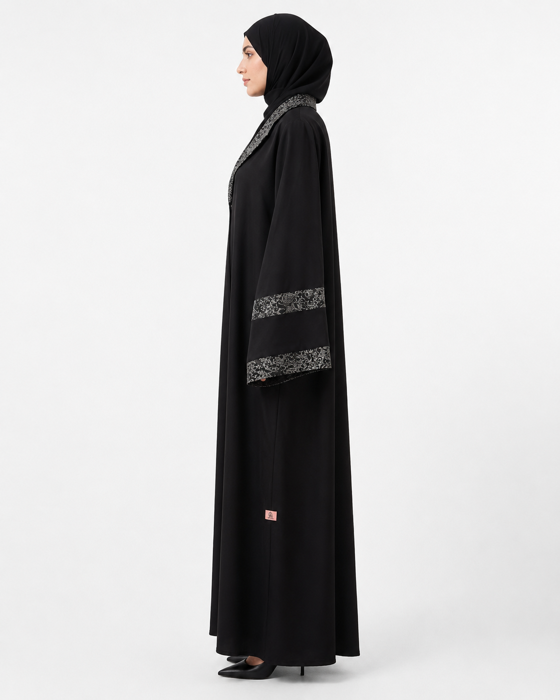 Noir Silver Prestige Abaya 10081