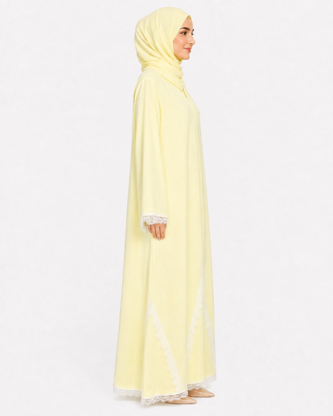 Lemon Dentelle Abaya 10038