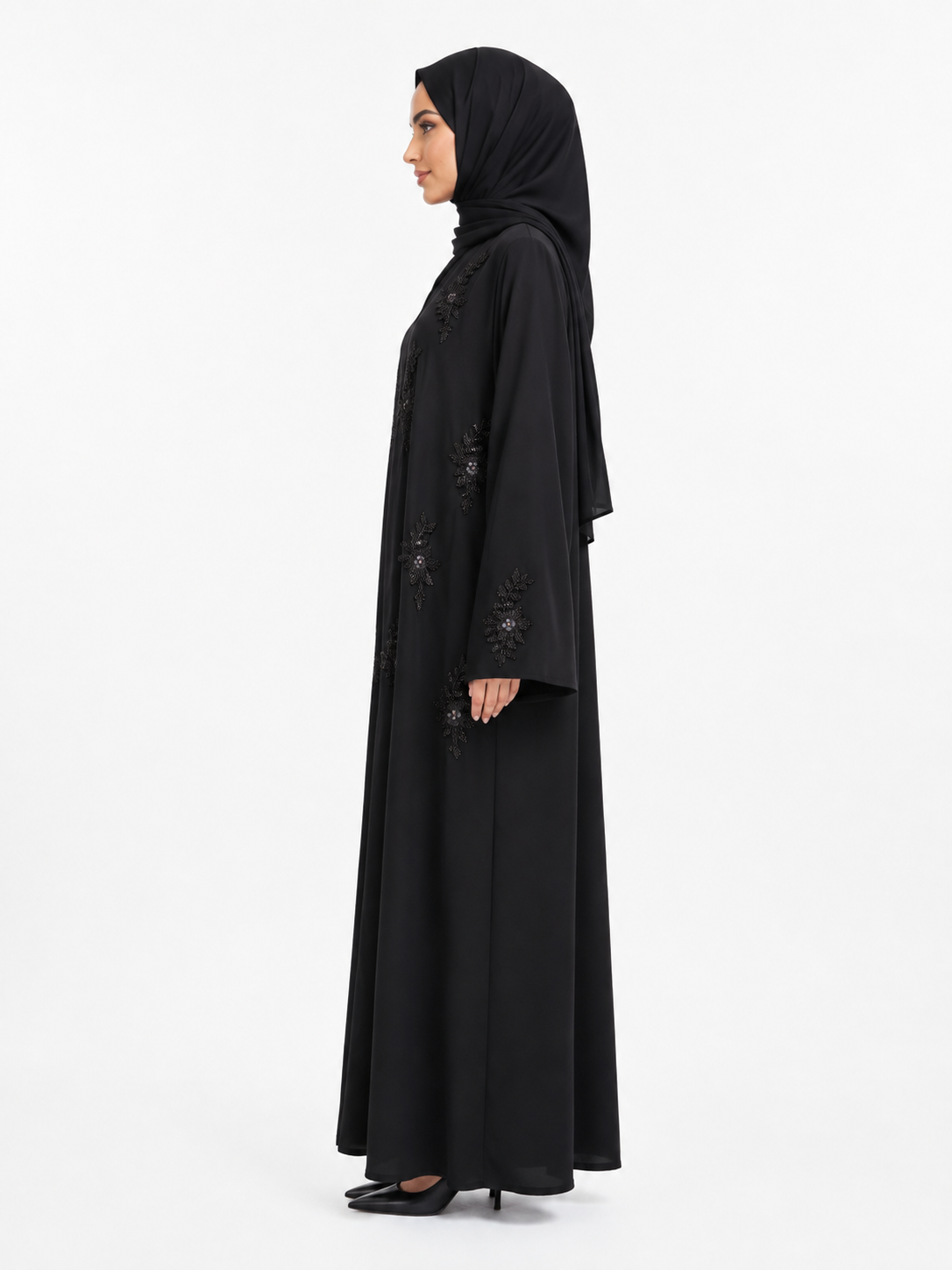 Floral Noir Abaya 10026