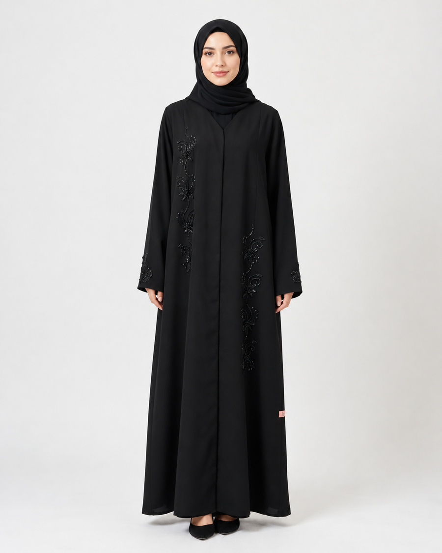 Noir Vine Embellished Abaya 10072