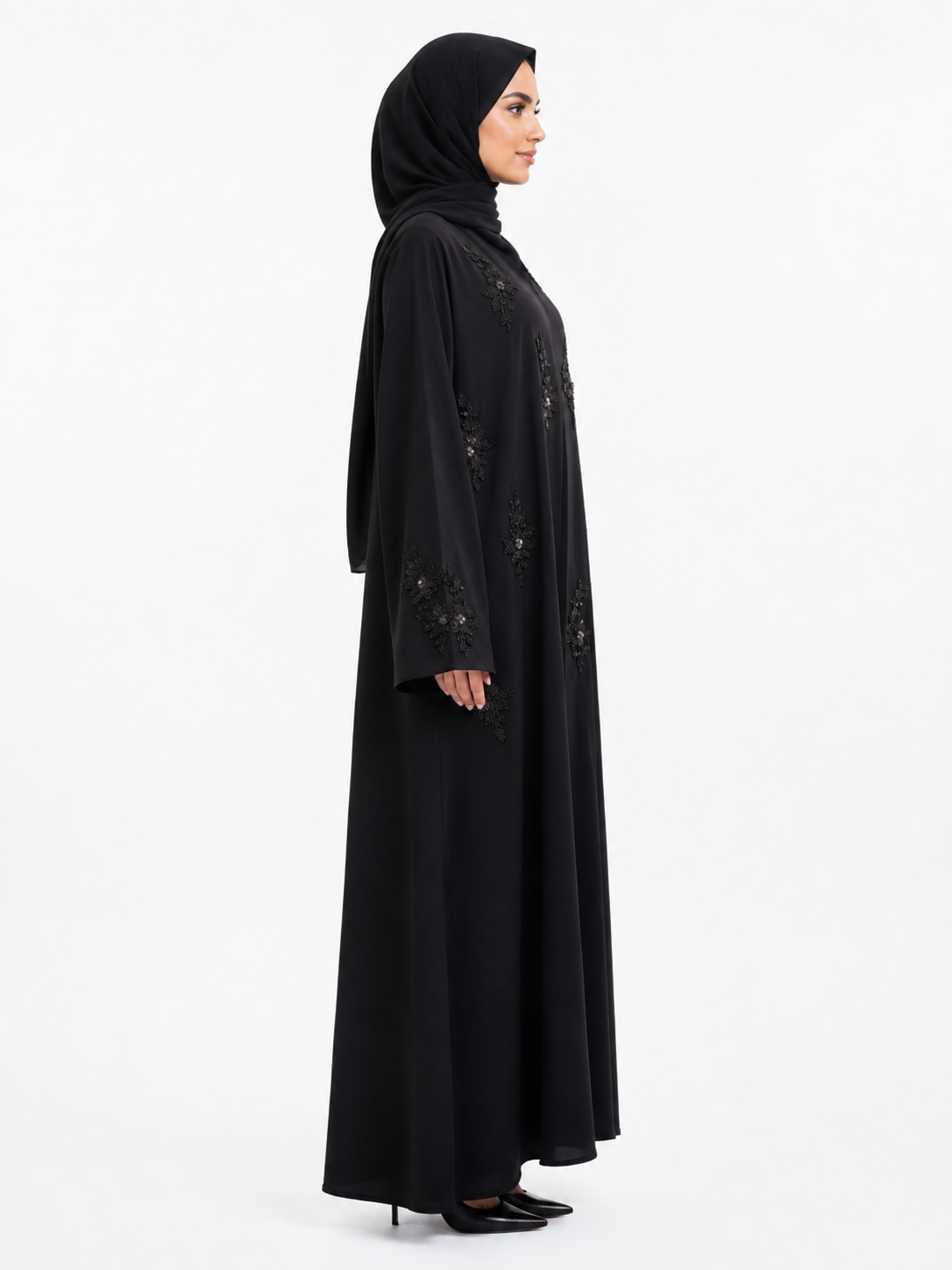 Floral Noir Abaya 10026