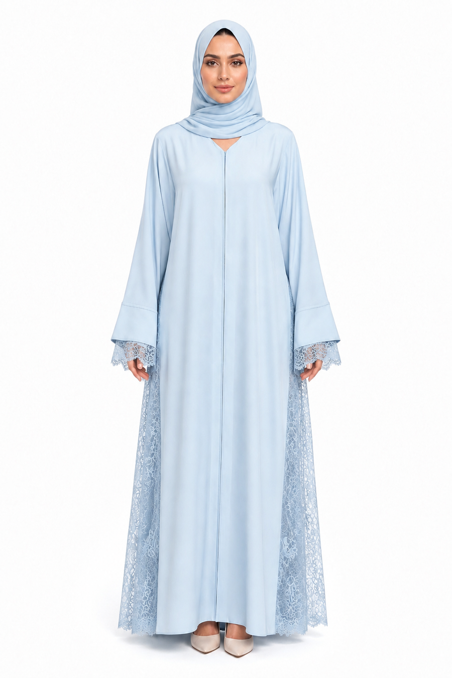 Celestial Blue Dentelle Abaya 1008