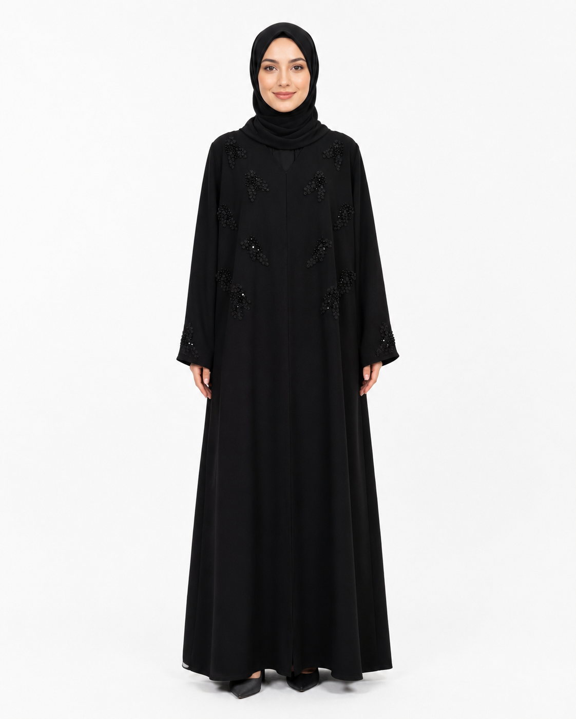 Noir Midnight Petal Abaya 10077