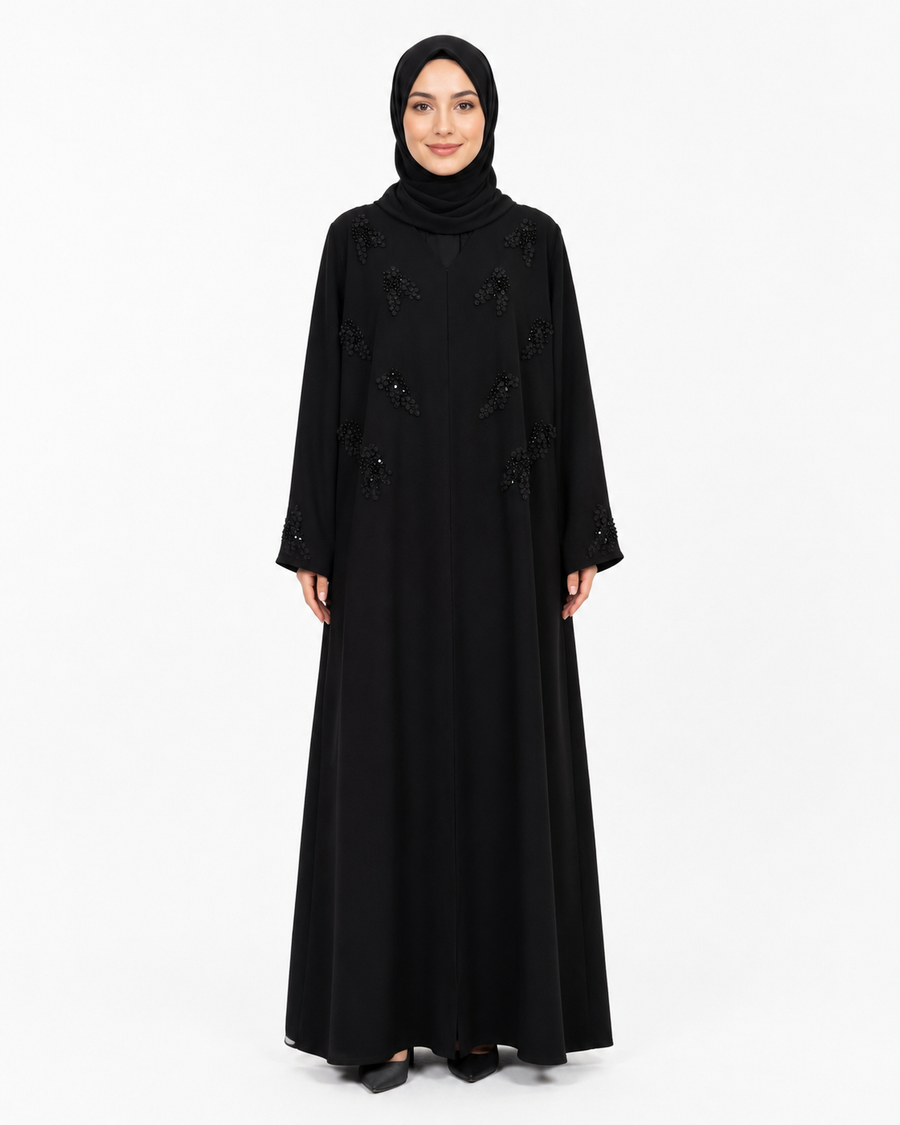Noir Midnight Petal Abaya 10077