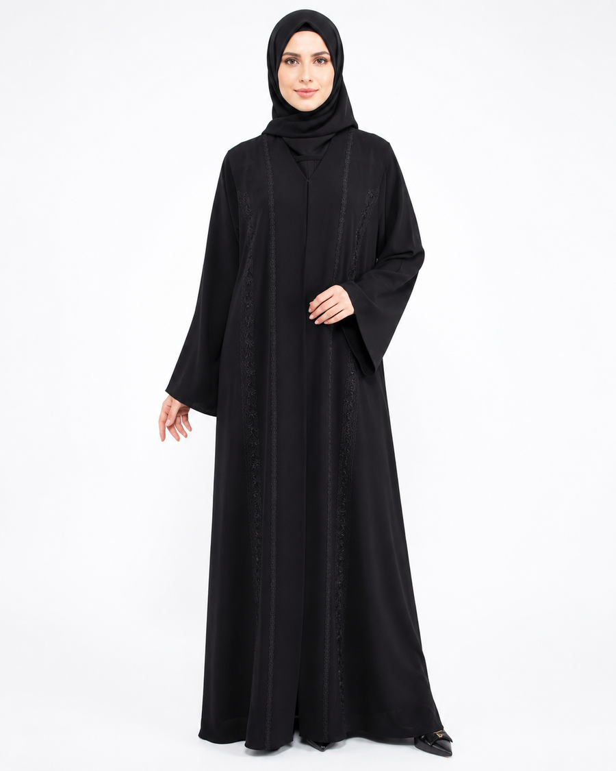 Noir Elegance Abaya 10014