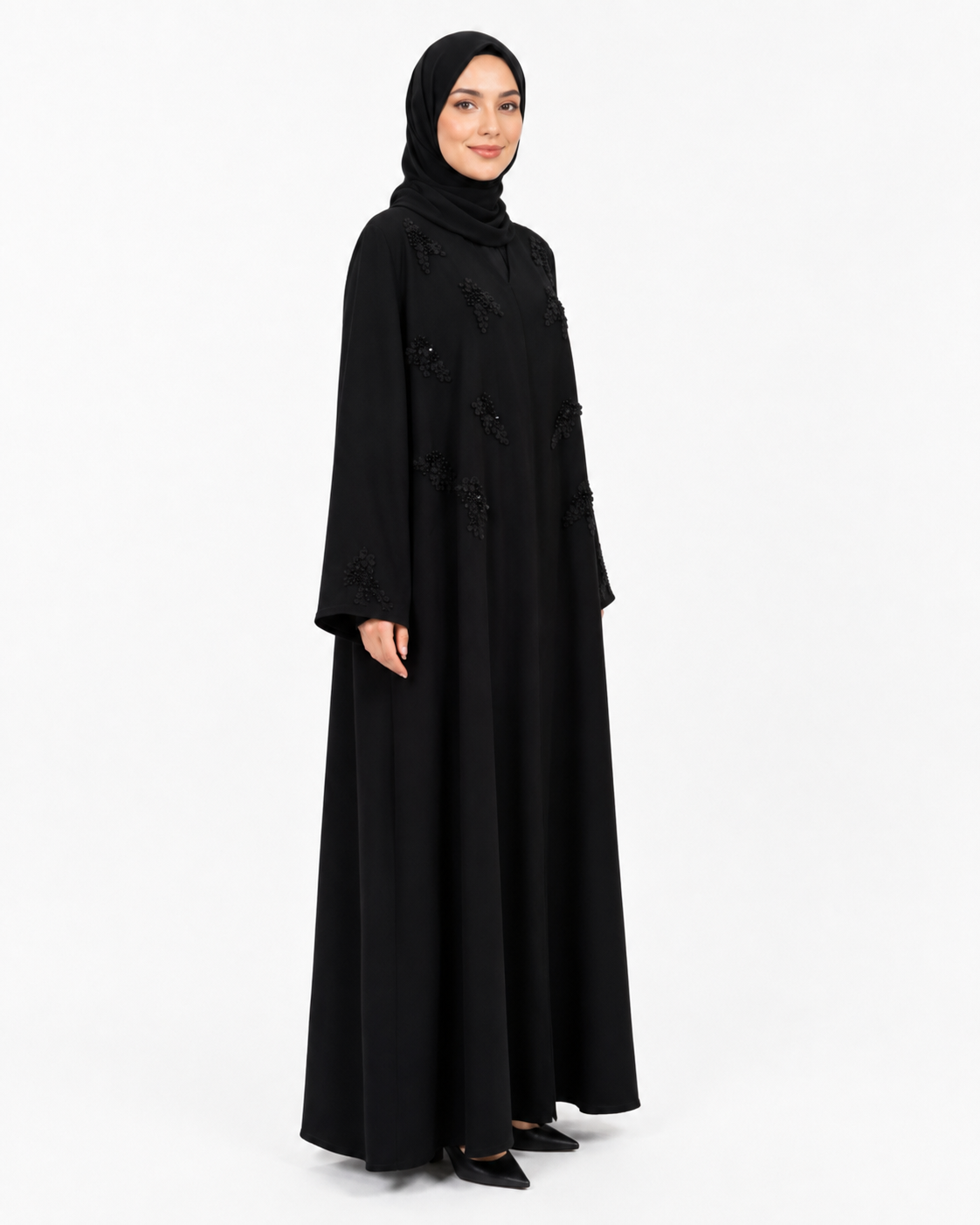 Noir Midnight Petal Abaya 10077