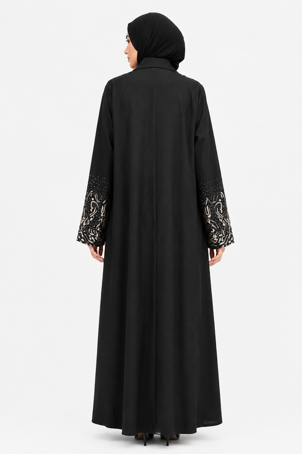 Noir Golden Fern Abaya 10025