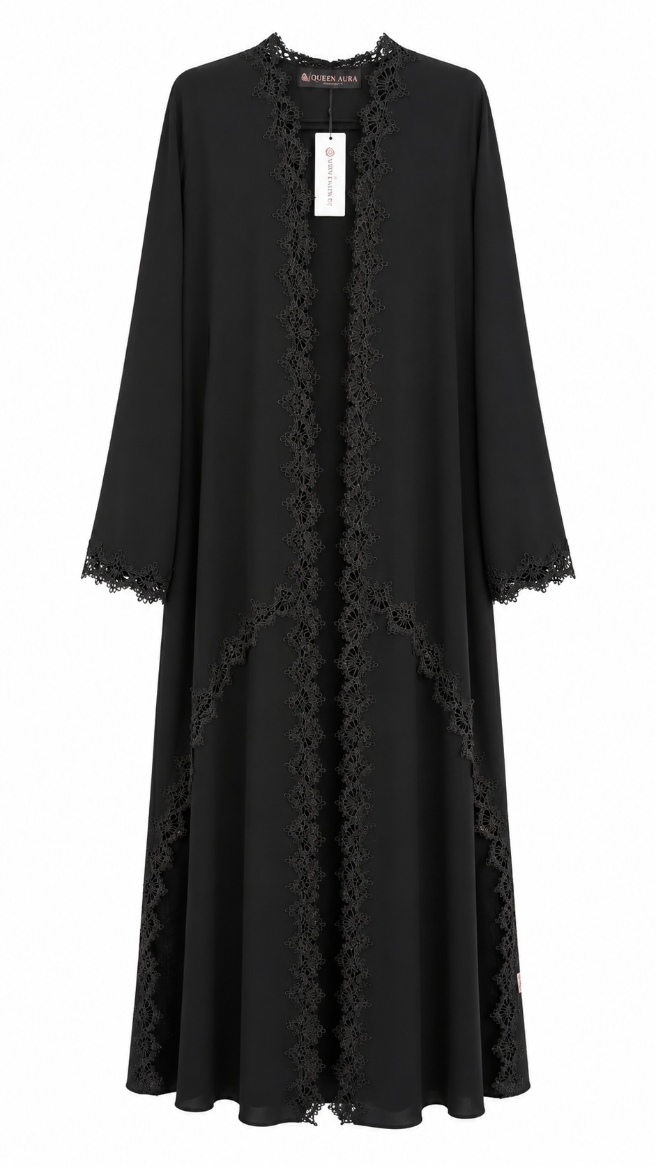 Noir Arabesque Dentelle Abaya 10013