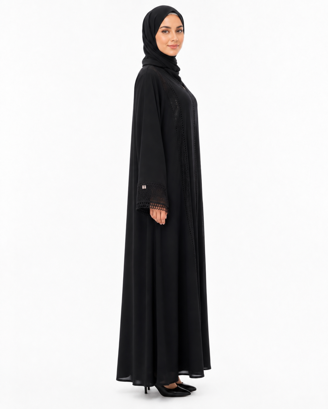 Noir Crochet Elegance Abaya 10064