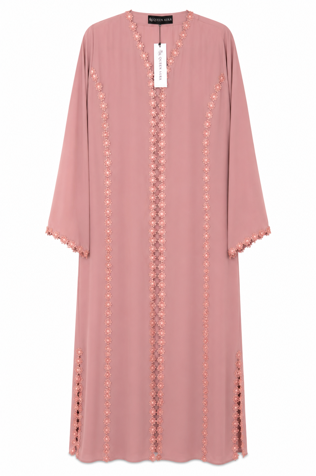 Blush Rosé Dentelle Abaya 1007