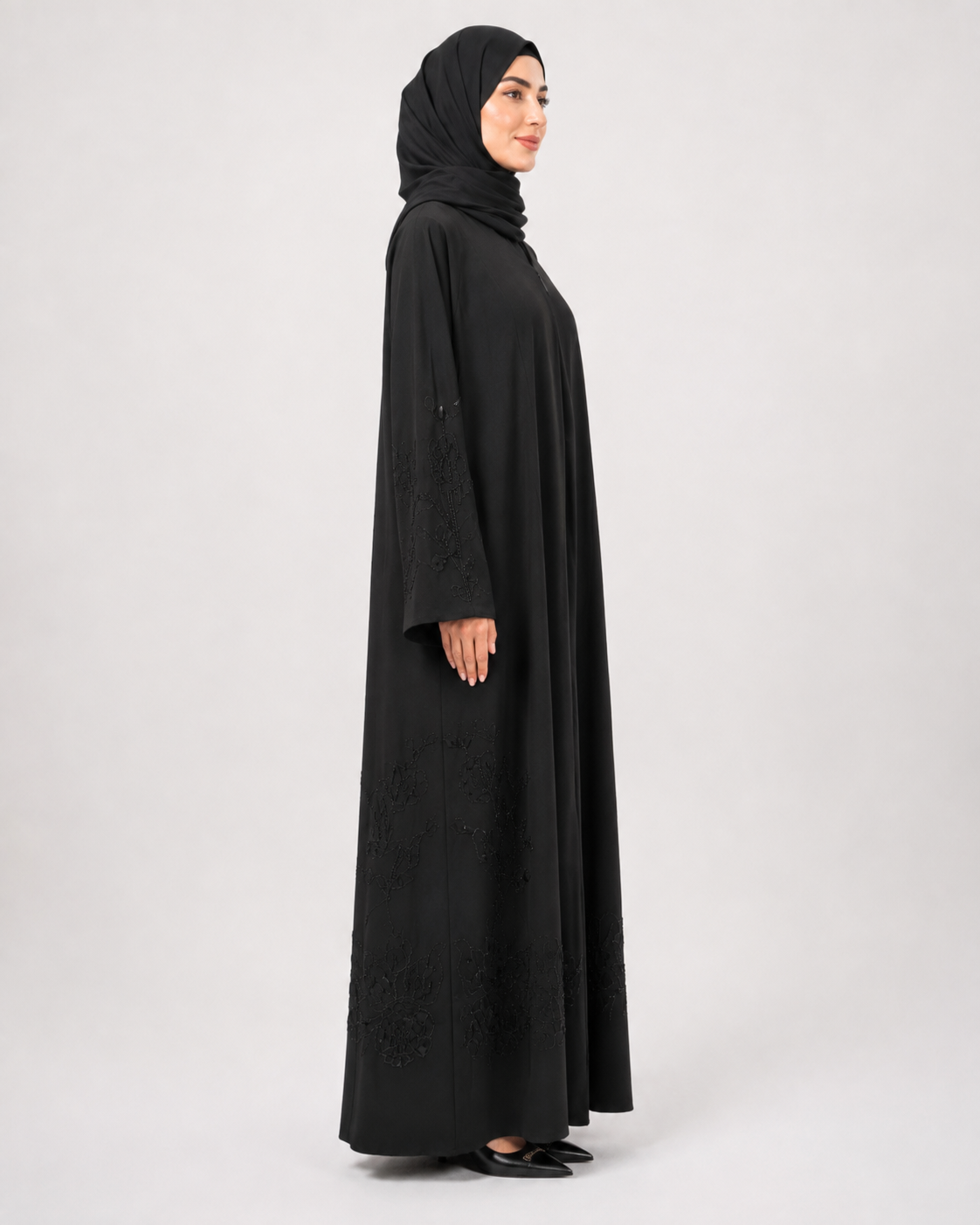 Noir Shadow Bloom Abaya 10080