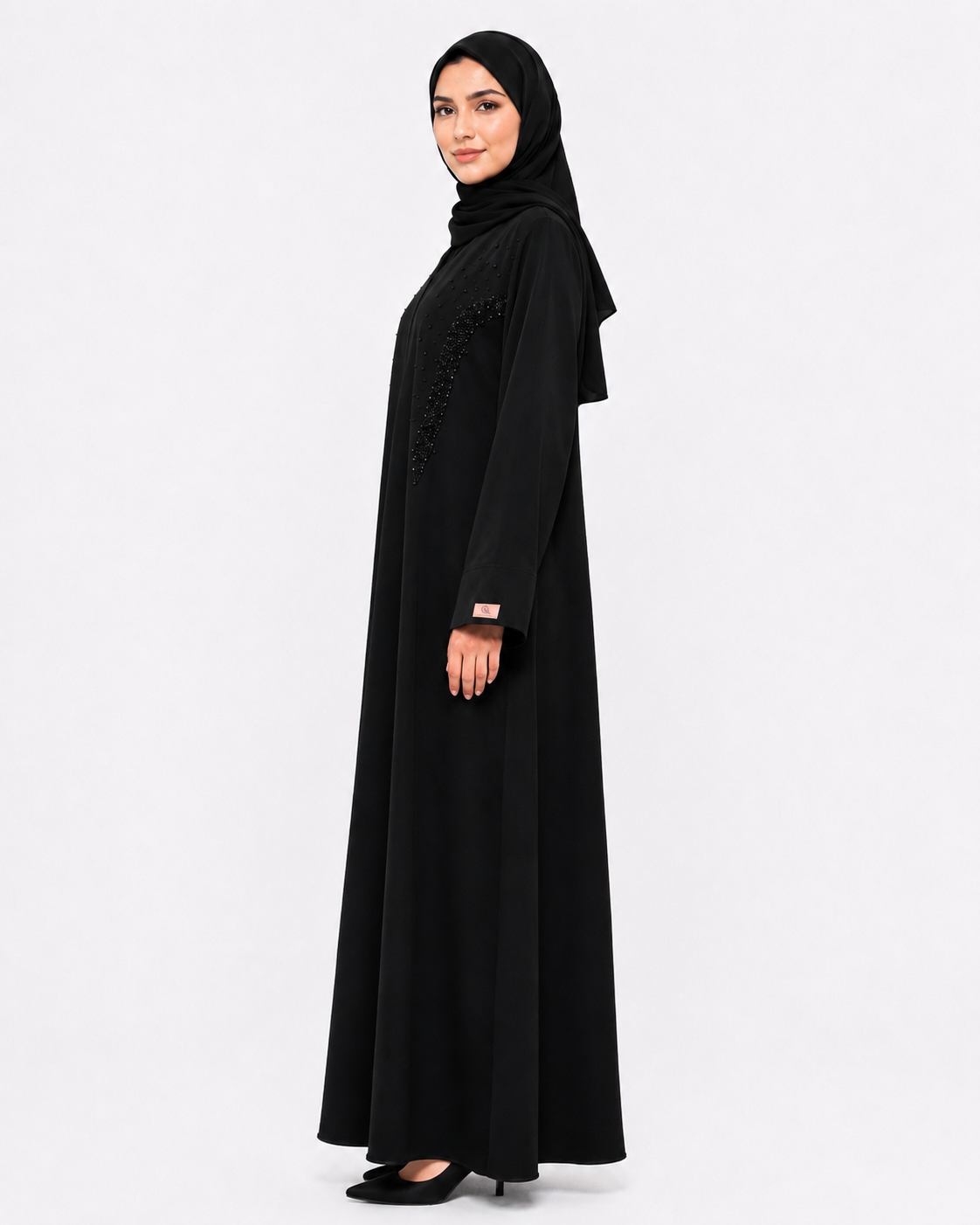 Noir Crystal Wave Abaya 10057