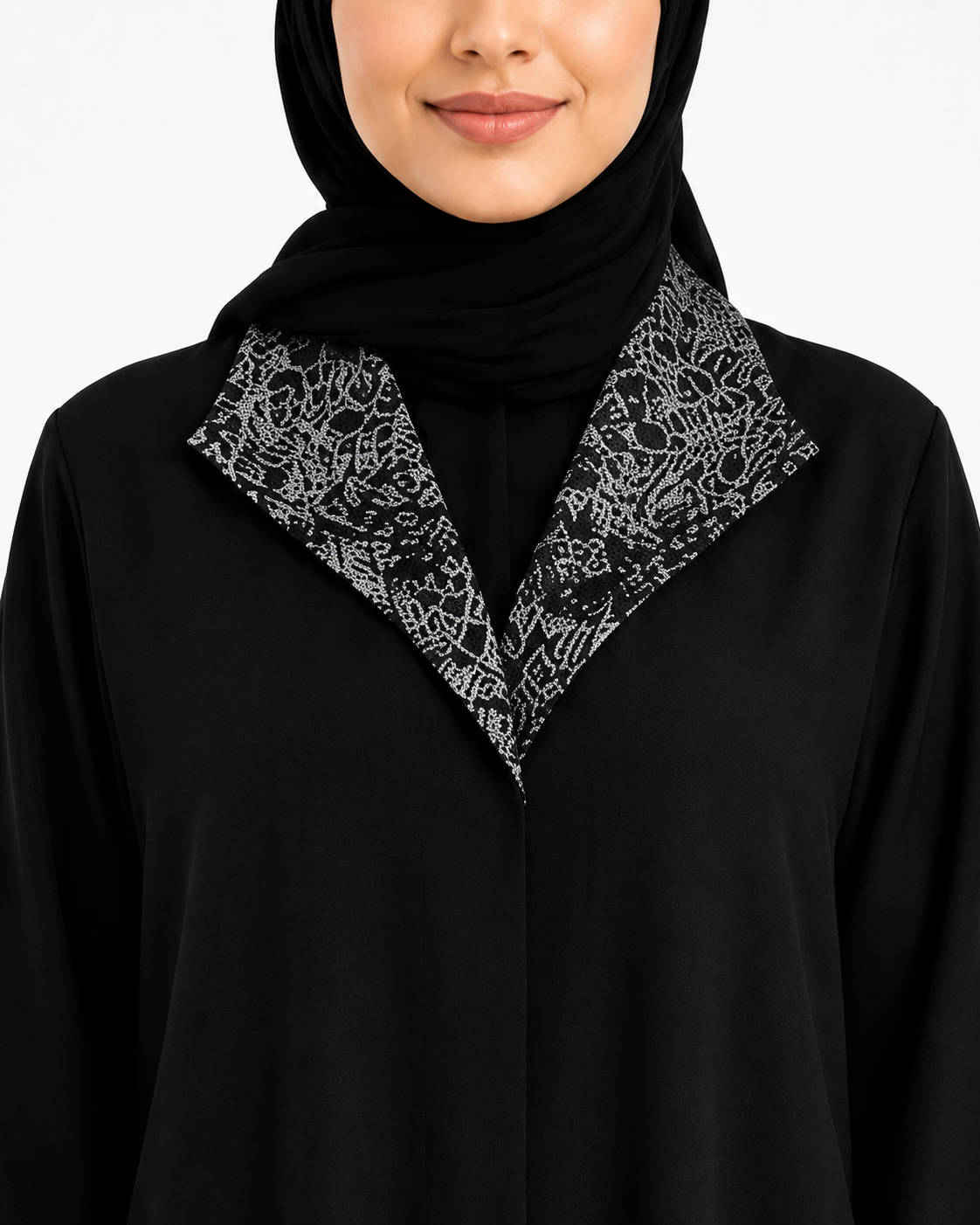 Noir Silver Prestige Abaya 10081