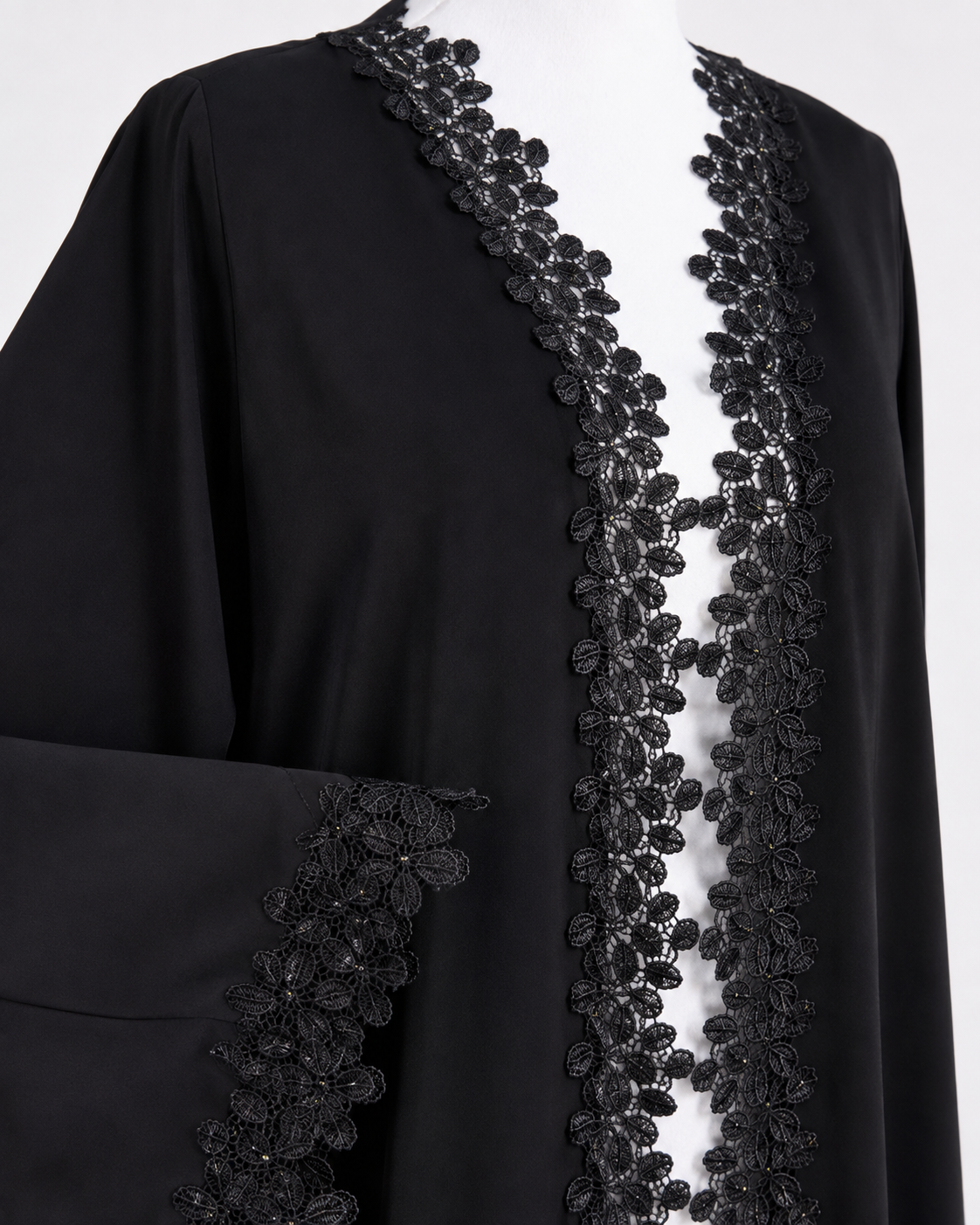 Noir Blossom Dentelle Abaya 10049