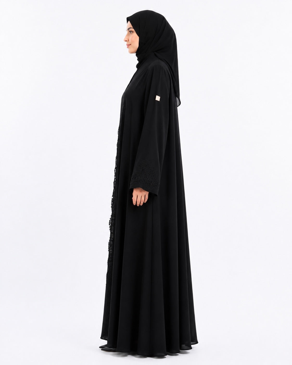Queen Aura black abaya left profile