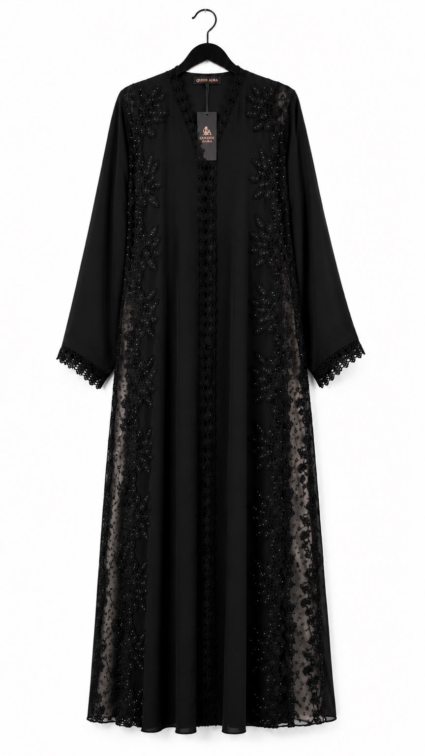 Queen Aura QA10088 black Premium Nada abaya hanger view
