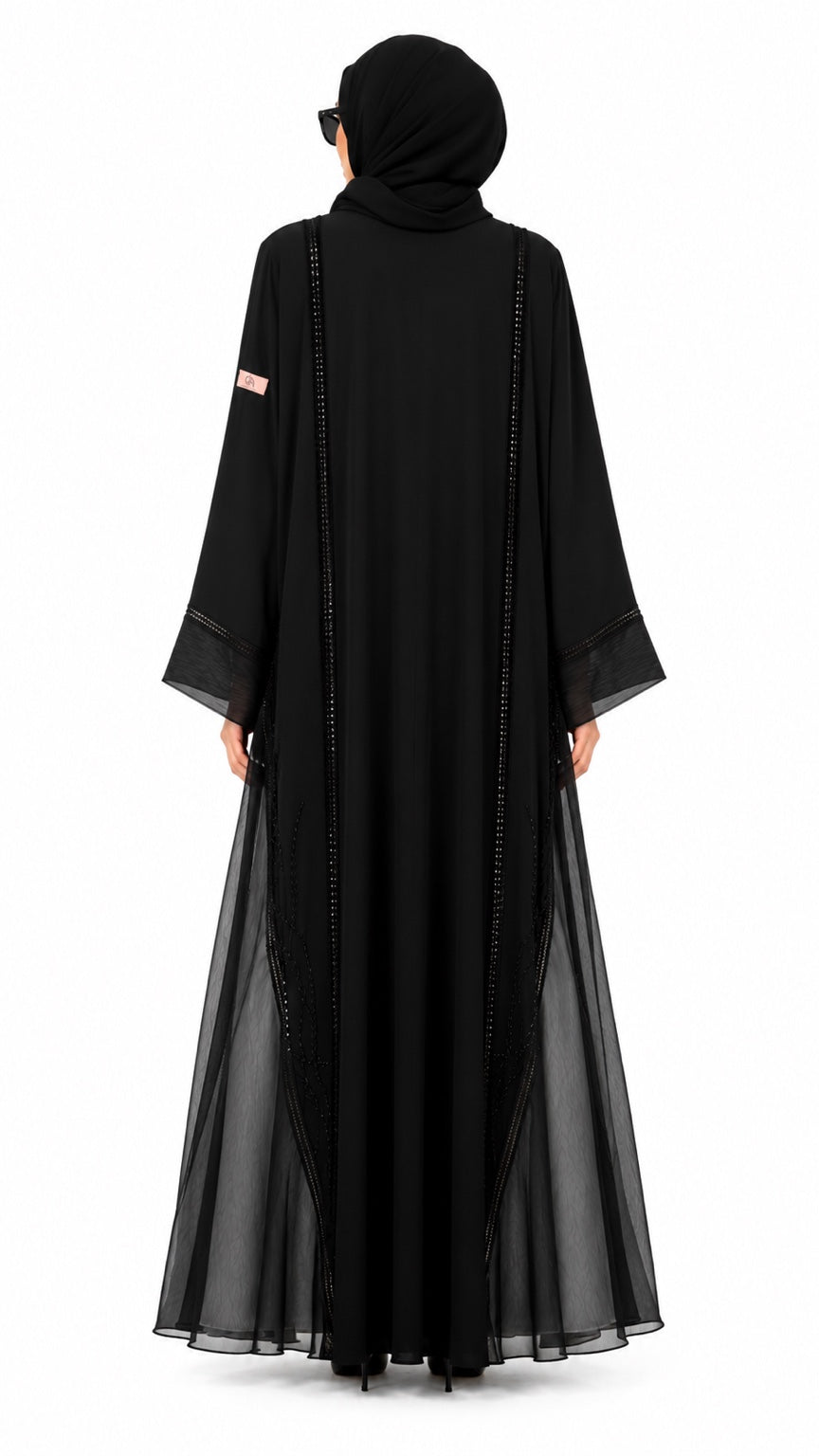 Queen Aura QA10089 black Premium Nada abaya back view