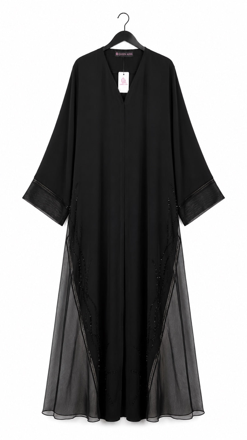 Queen Aura QA10089 black Premium Nada abaya hanger view