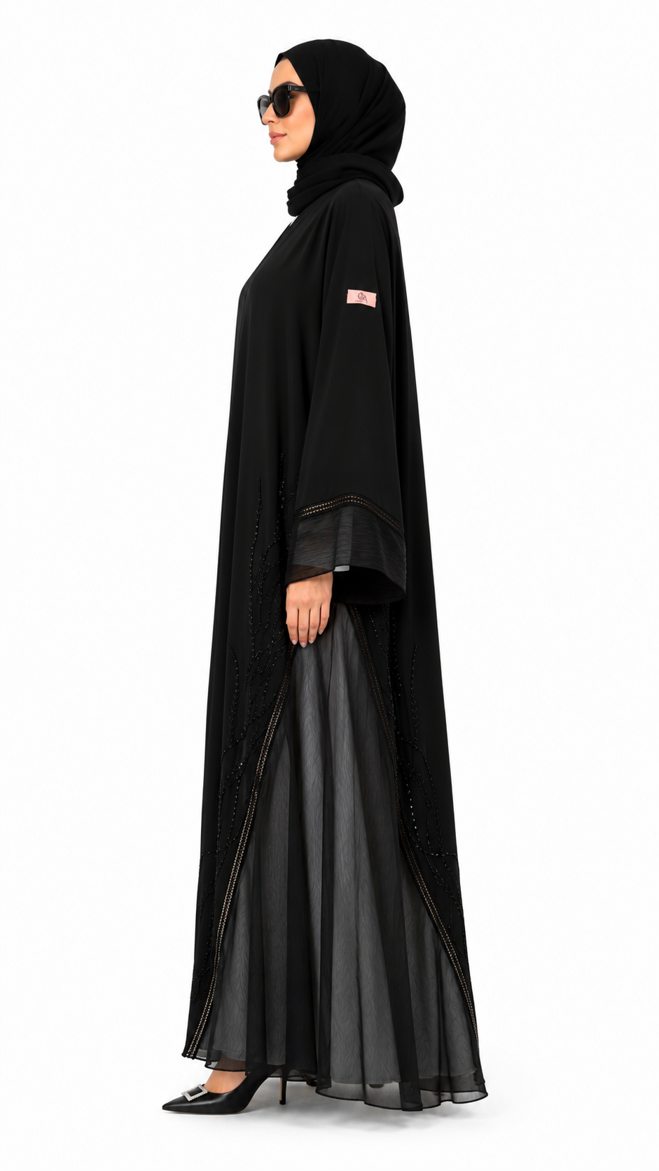 Queen Aura QA10089 black Premium Nada abaya side view