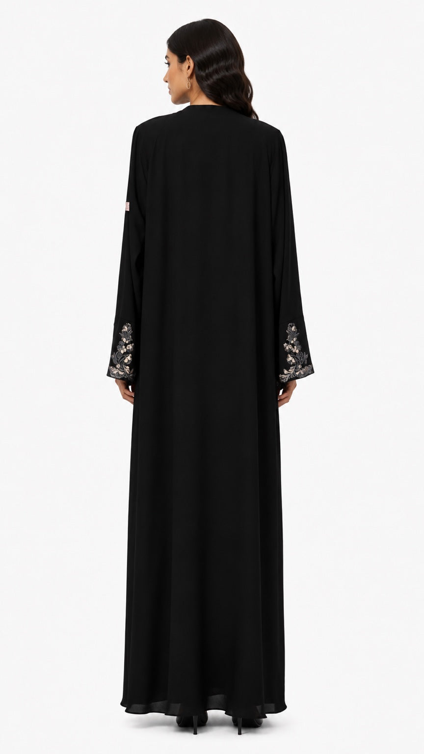 Queen Aura QA10090 black Premium Nada abaya back view