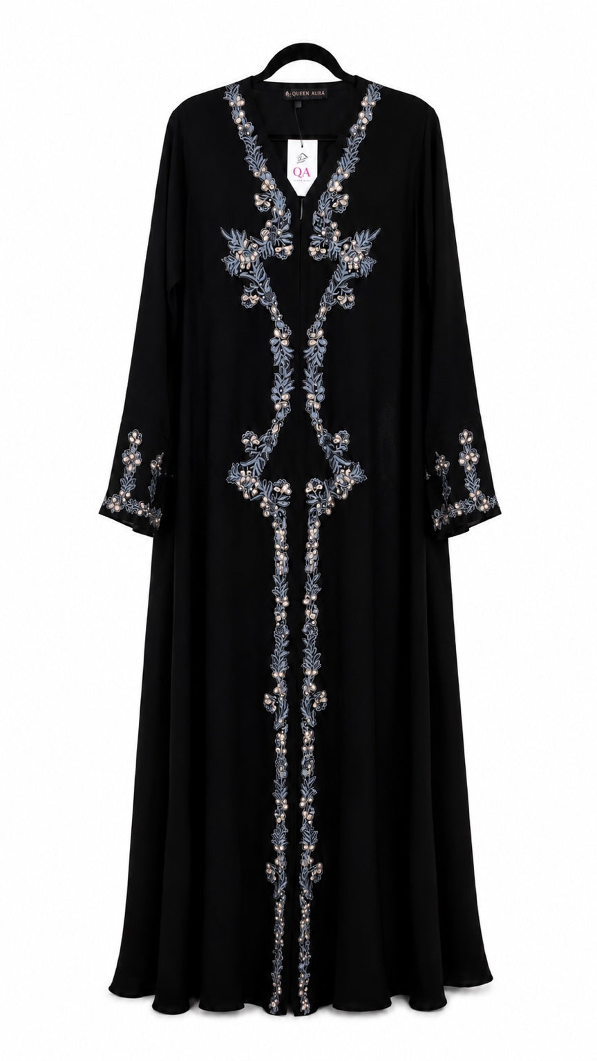 Queen Aura QA10090 black Premium Nada abaya hanger view