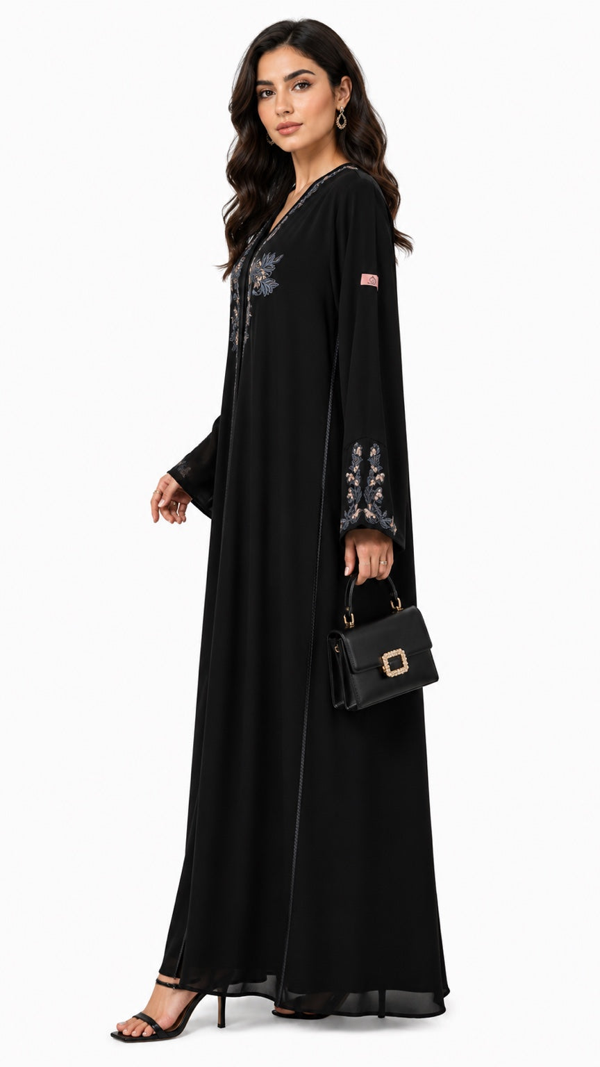 Queen Aura QA10090 black Premium Nada abaya side view