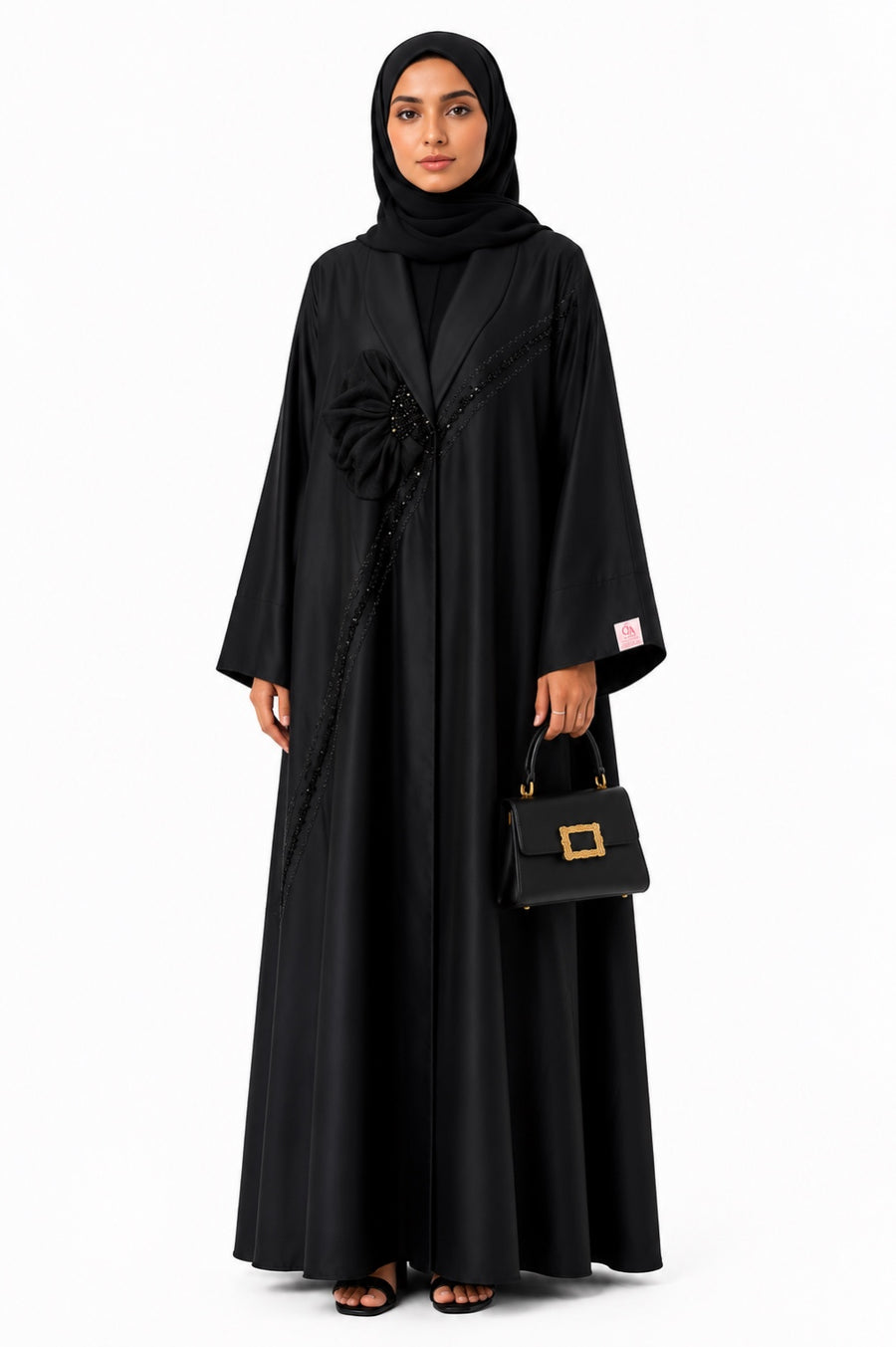 Queen Aura QA10092 black Nada abaya front view