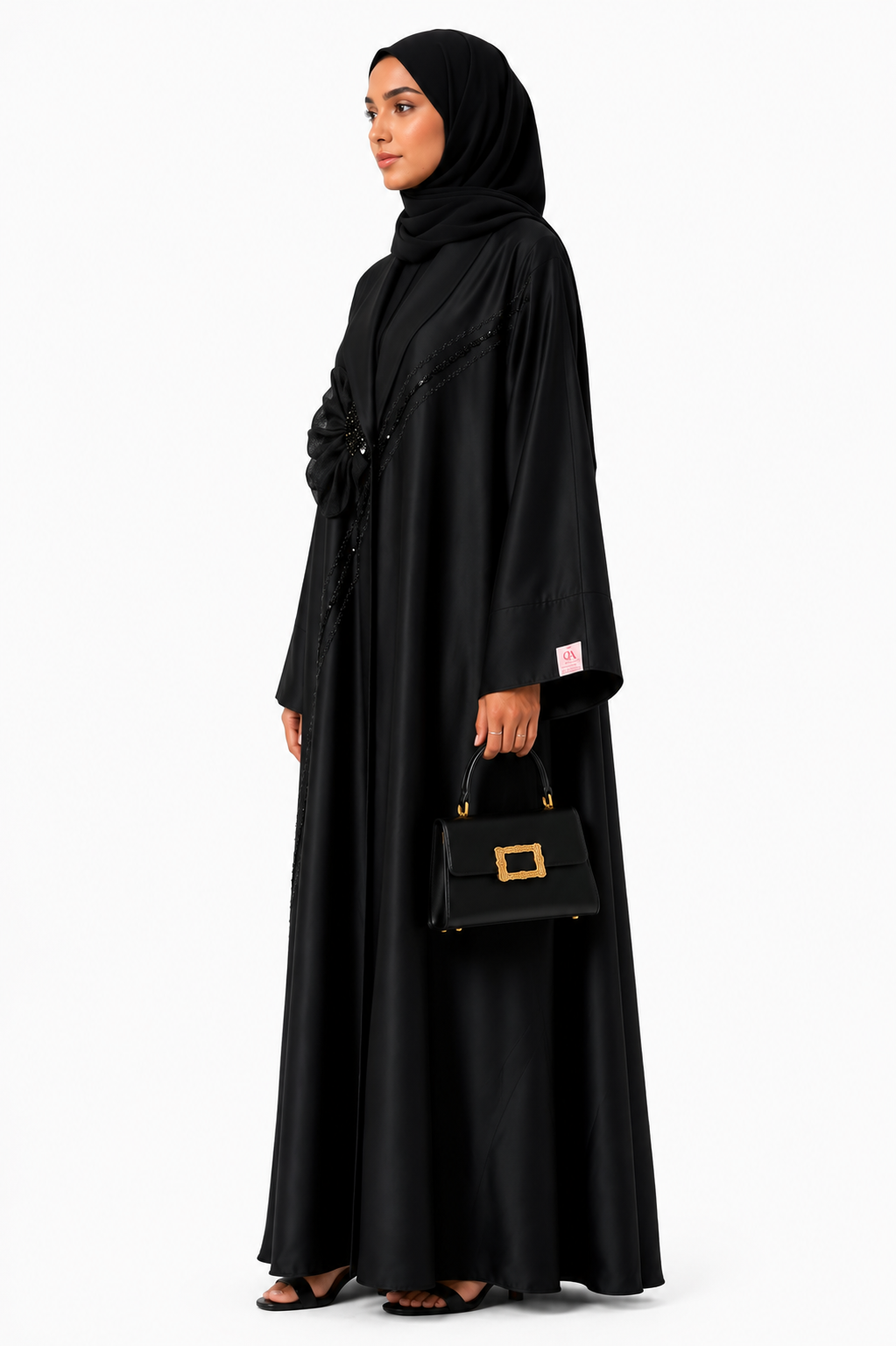 Queen Aura QA10092 black Nada abaya left side view