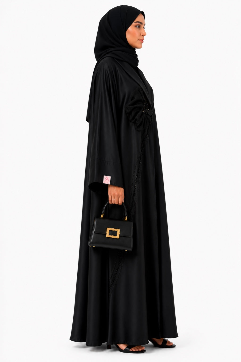 Queen Aura QA10092 black Nada abaya right side view