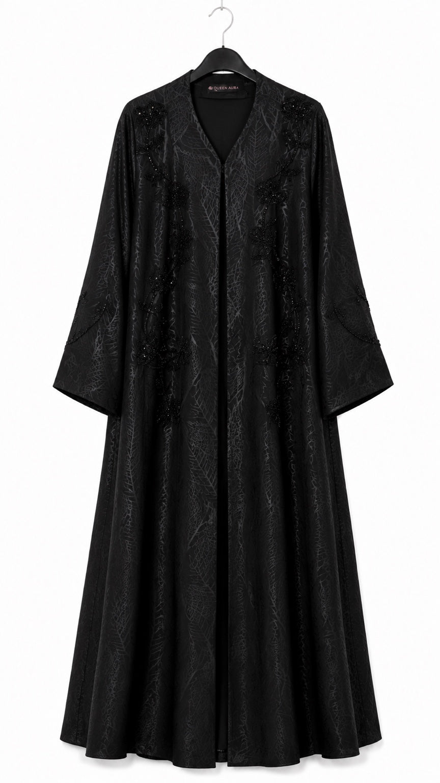 Queen Aura QA10093 black Premium Nada abaya hanger view